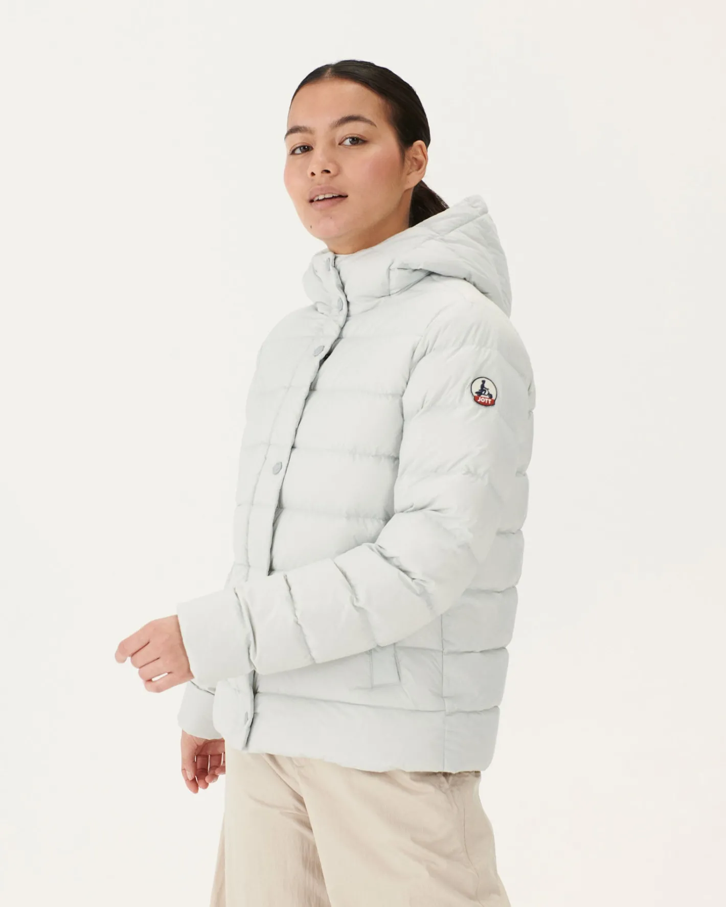 Donzen Jassen & Jacks-JOTT Doudoune Droite A Capuche Gris Clair Jane 532 Soft Grey