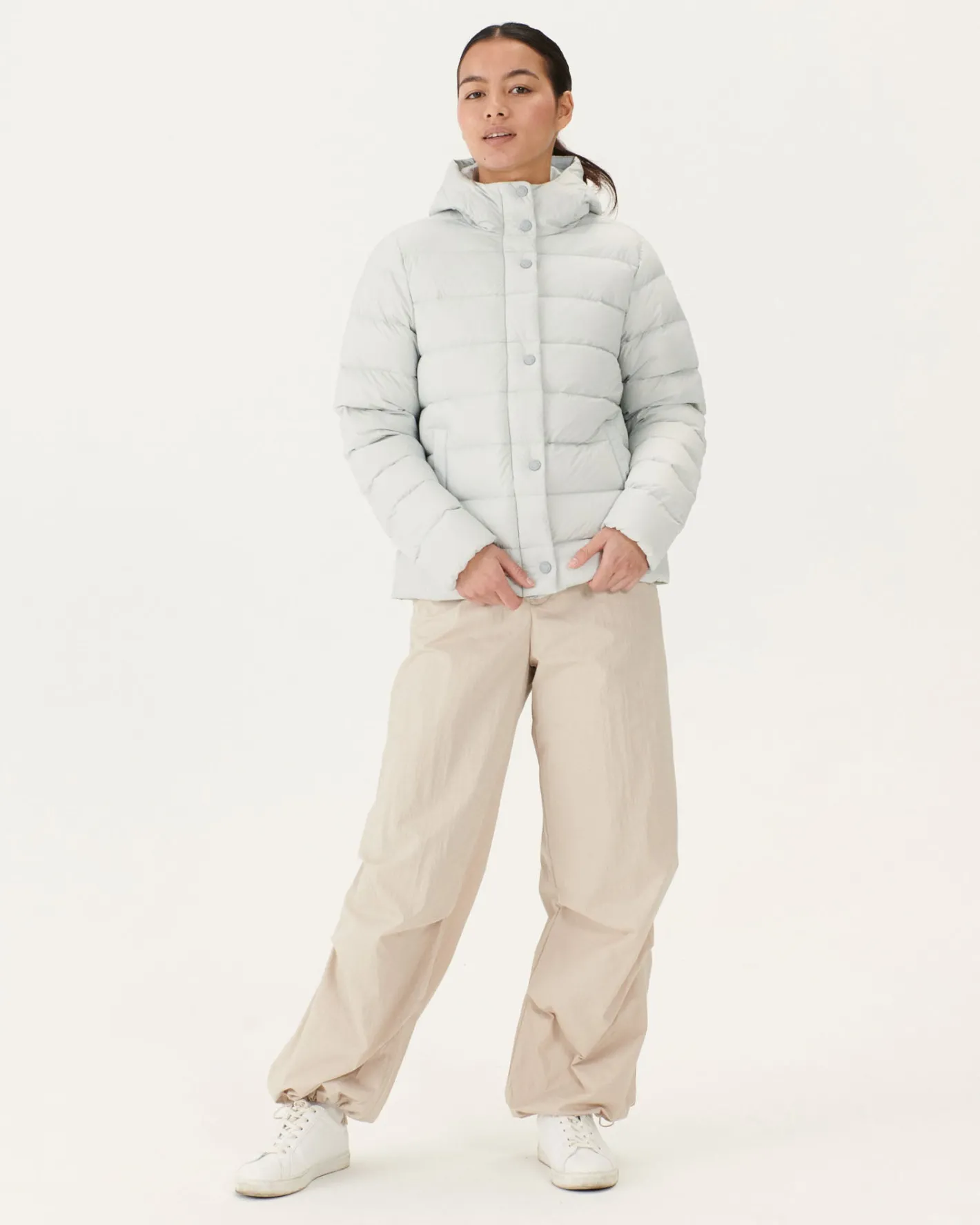 Donzen Jassen & Jacks-JOTT Doudoune Droite A Capuche Gris Clair Jane 532 Soft Grey