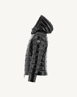 Donzen Jassen-JOTT Doudoune Laquee A Capuche Enfant Grand Froid Noir Opale 999 Black