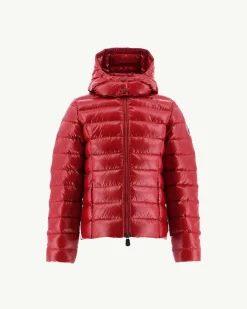 Donzen Jassen-JOTT Doudoune Laquee A Capuche Enfant Grand Froid Rouge Opale 300 Red