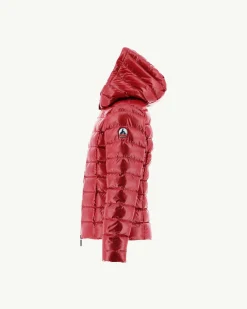 Donzen Jassen-JOTT Doudoune Laquee A Capuche Enfant Grand Froid Rouge Opale 300 Red