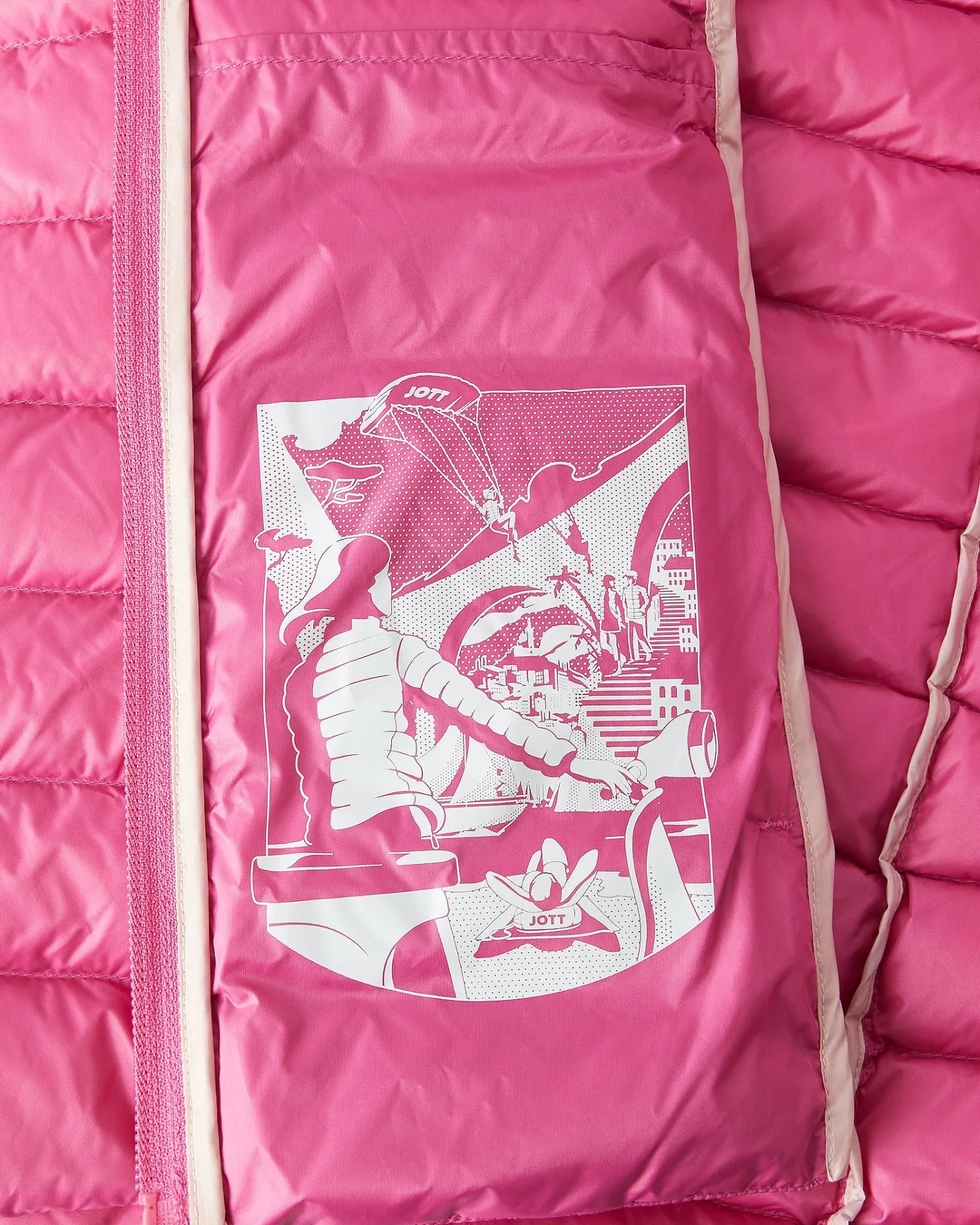 Donzen Jassen & Jacks-JOTT Doudoune Legere A Capuche Rose Intense Cloe 457 Wild Rose