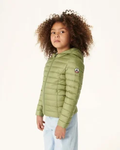Donzen Jassen-JOTT Doudoune Legere A Capuche Enfant Kaki Clair Carla 247 Bush