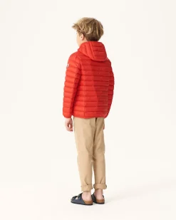 Donzen Jassen-JOTT Doudoune Legere A Capuche Enfant Rouge Vif Hugo 318 Fire Red