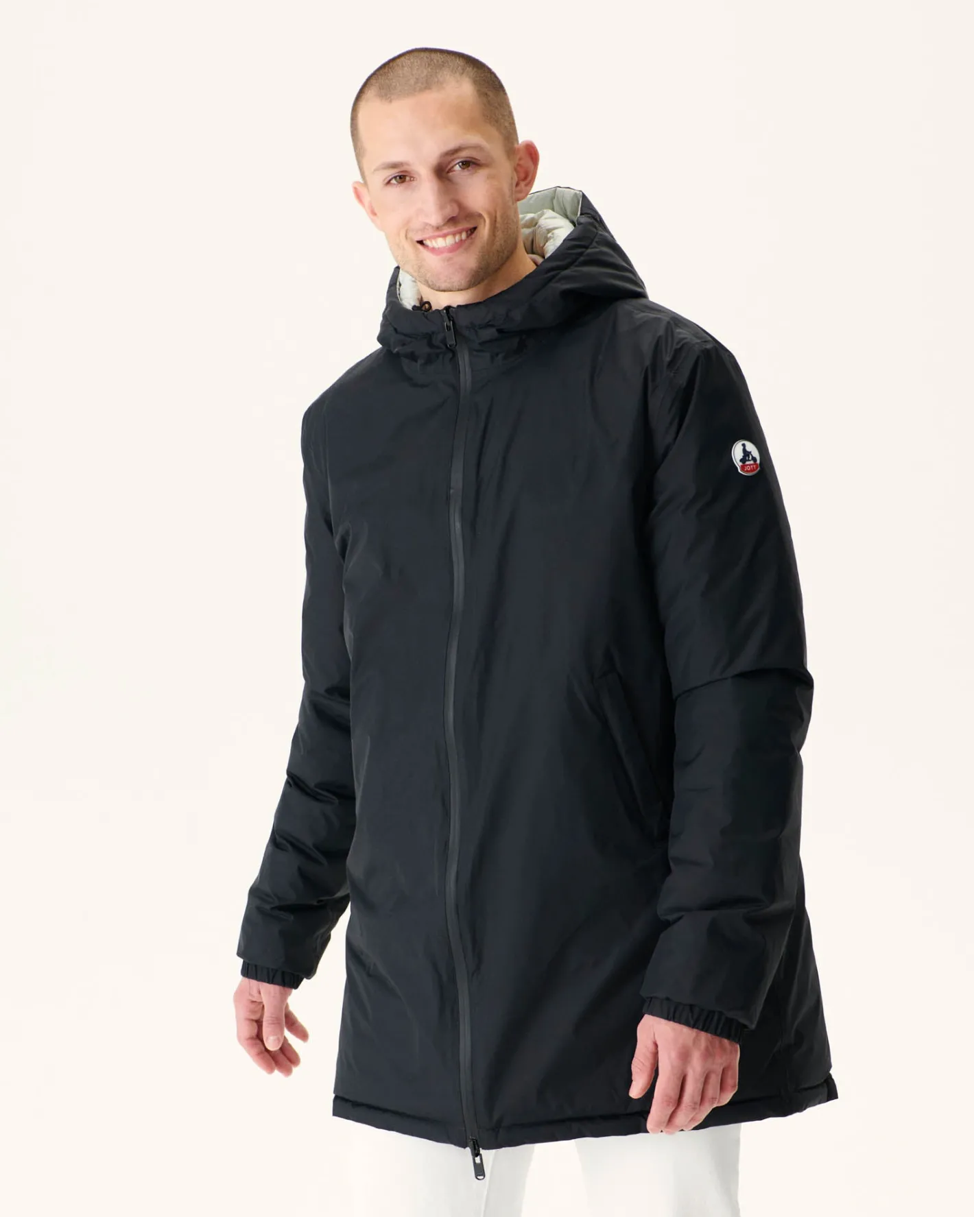 Donzen Jassen & Jacks-JOTT Doudoune Longue Reversible A Capuche Noir/Gris Clair Amsterdam 9902 Black/Soft Grey