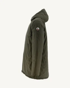 Donzen Jassen & Jacks-JOTT Doudoune Longue Reversible A Capuche Army/Monogram Rouge Vif Amsterdam 2553 Army/Monogram Fire Red