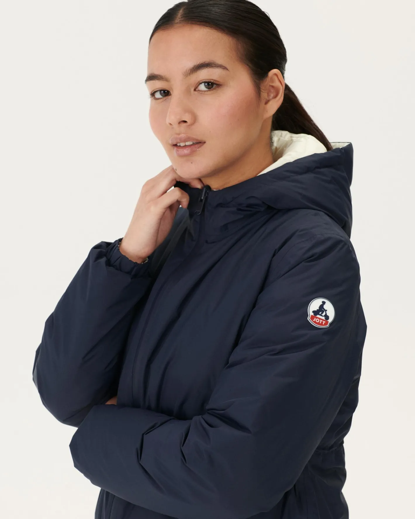 Donzen Jassen & Jacks-JOTT Doudoune Longue Reversible Marine/Blanc Roma 1042 Navy/White
