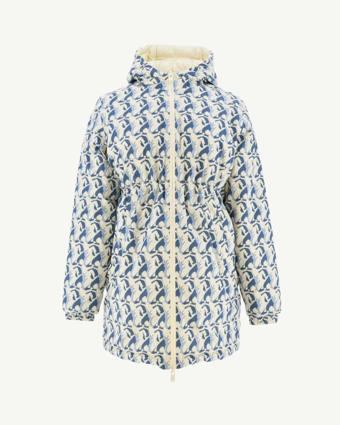 Donzen Jassen & Jacks-JOTT Doudoune Longue Reversible Imprime Monogram Ecru/Ecru Roma 8952 Monogram Off/Off-White