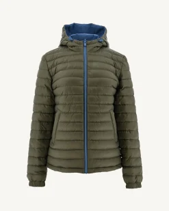 Donzen Jassen & Jacks-JOTT Doudoune Reversible A Capuche Bleu Jeans/Army Vienne 1400 Blue Jeans/Army
