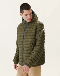 Donzen Jassen & Jacks-JOTT Doudoune Reversible A Capuche Bleu Jeans/Army Bergen 1400 Blue Jeans/Army
