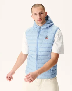 Donzen Jassen & Jacks-JOTT Doudoune Sans Manches A Capuche Bleu Clair Pat 180 Soft Blue