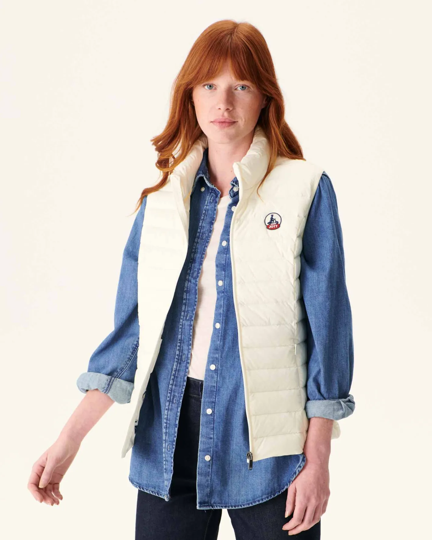 Donzen Jassen & Jacks-JOTT Doudoune Sans Manches Stretch Ecru Grenada 895 Off-White