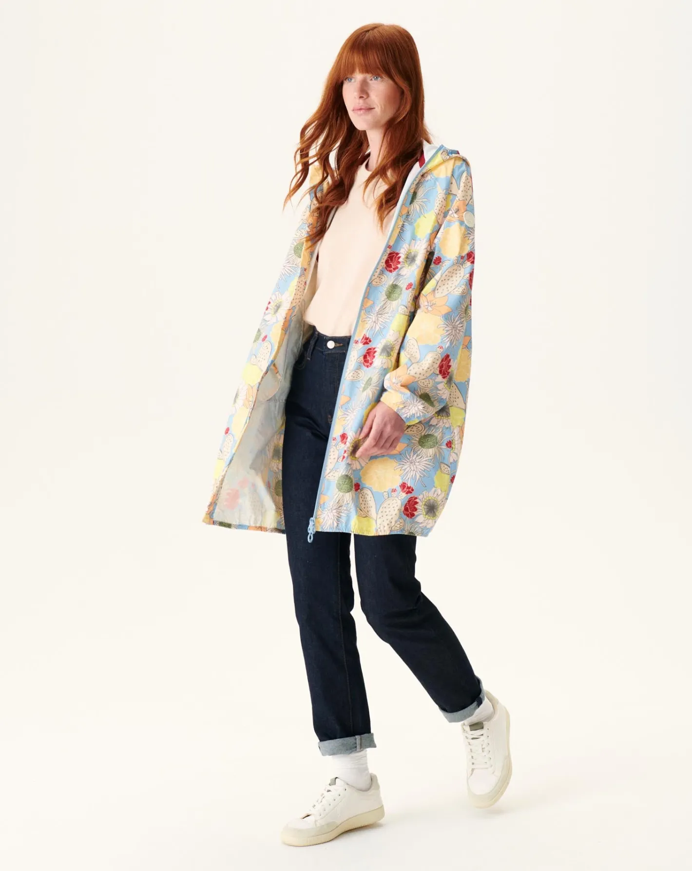 Donzen Jassen & Jacks-JOTT Impermeable Long A Capuche Bohemian Bleu Clair Copenhagen 1801 Bohemian Soft Blue
