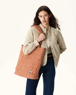 Tassen & Bagage-JOTT Maxi Tote-Bag En Coton Matelasse Camel Aponi 839 Camel