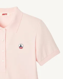 Kleding-JOTT Polo Femme En Coton Biologique Rose Clair Franca 463 Soft Pink