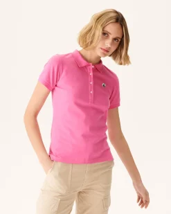 Kleding-JOTT Polo Femme En Coton Biologique Rose Intense Franca 457 Wild Rose