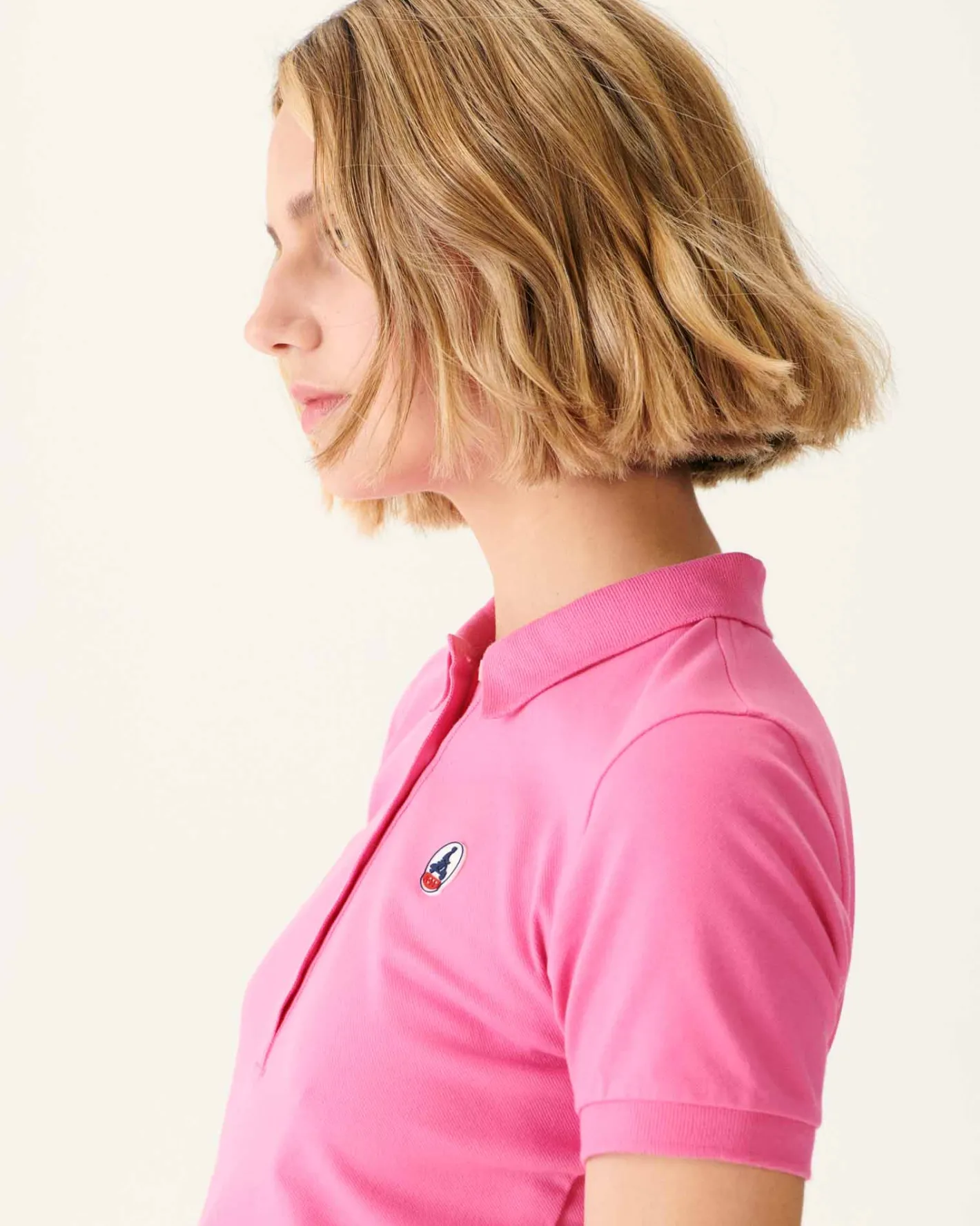 Kleding-JOTT Polo Femme En Coton Biologique Rose Intense Franca 457 Wild Rose