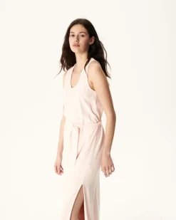 Kleding-JOTT Robe Longue Ceinturee Eponge Rose Clair Ibiza 463 Soft Pink