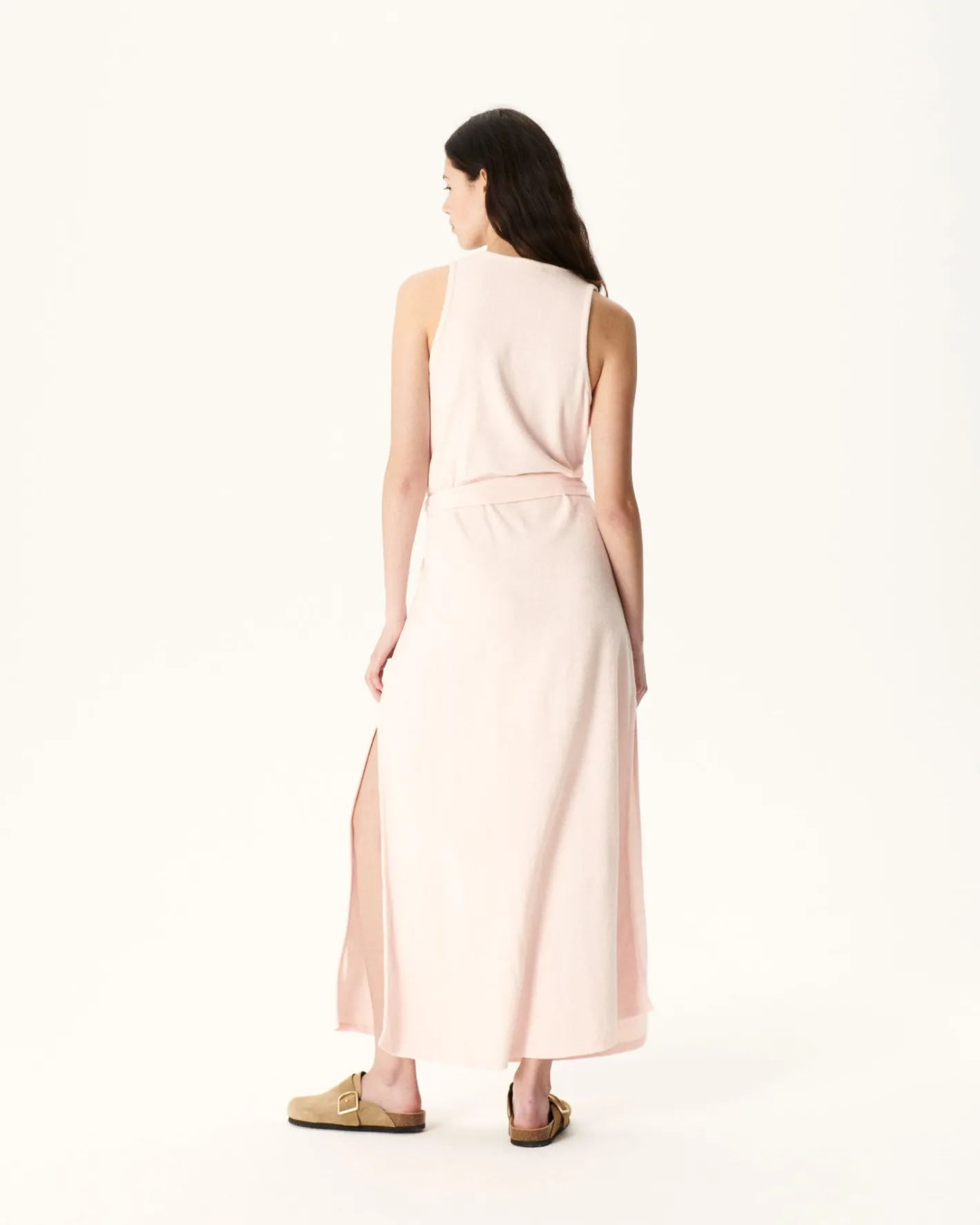 Kleding-JOTT Robe Longue Ceinturee Eponge Rose Clair Ibiza 463 Soft Pink