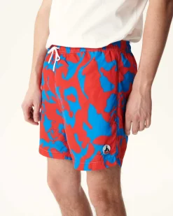 Kleding-JOTT Short De Bain Camo Azur/Rouge Intense Biarritz 1832 Camo Azure/Fire