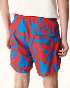 Kleding-JOTT Short De Bain Camo Azur/Rouge Intense Biarritz 1832 Camo Azure/Fire