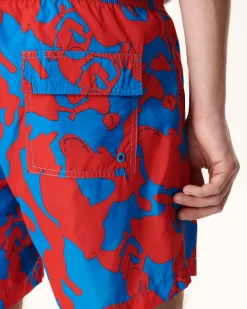 Kleding-JOTT Short De Bain Camo Azur/Rouge Intense Biarritz 1832 Camo Azure/Fire
