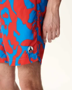 Kleding-JOTT Short De Bain Camo Azur/Rouge Intense Biarritz 1832 Camo Azure/Fire