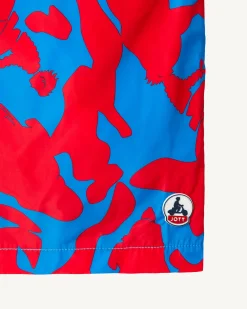 Kleding-JOTT Short De Bain Camo Azur/Rouge Intense Biarritz 1832 Camo Azure/Fire