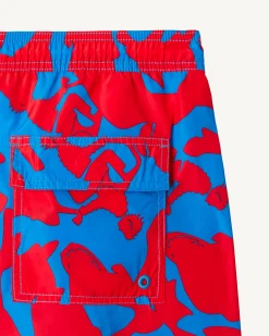 Kleding-JOTT Short De Bain Camo Azur/Rouge Intense Biarritz 1832 Camo Azure/Fire