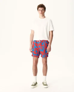Kleding-JOTT Short De Bain Camo Azur/Rouge Intense Biarritz 1832 Camo Azure/Fire