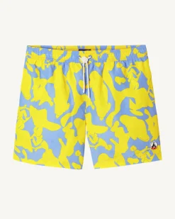 Kleding-JOTT Short De Bain Camo Bleu Clair/Citron Biarritz 1802 Camo Soft Blue/Lemon