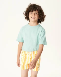 Kleding-JOTT Short De Bain Rayure Abricot/Citron Enfant Cassis 7280 Stripe Apricot/Lemon