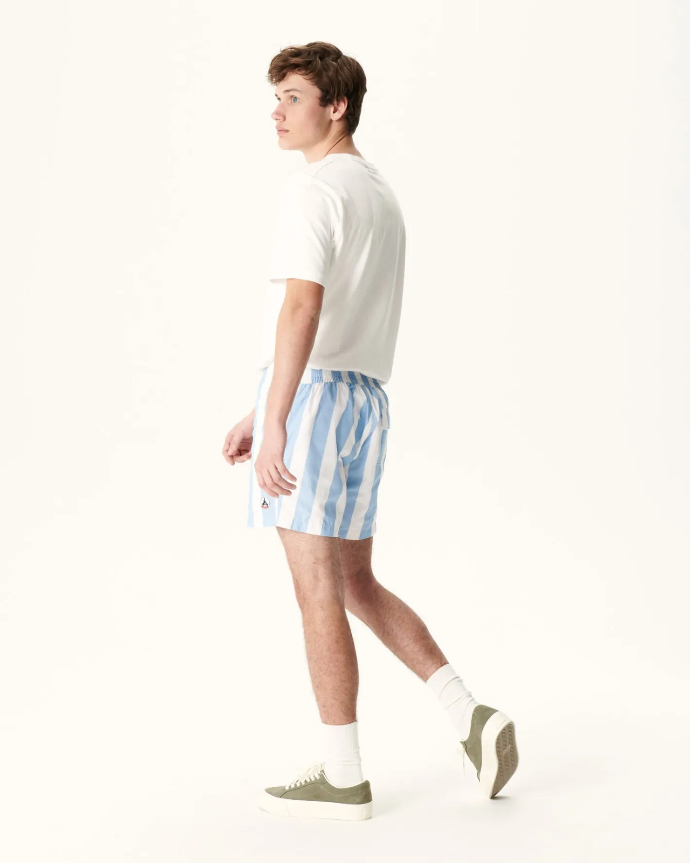 Kleding-JOTT Short De Bain Rayure Bleu Clair/Blanc Dov 1800 Stripe Soft Blue/White