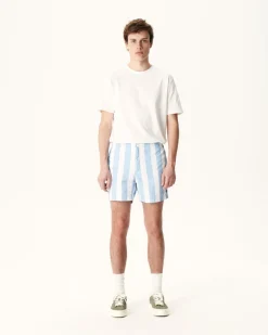 Kleding-JOTT Short De Bain Rayure Bleu Clair/Blanc Dov 1800 Stripe Soft Blue/White