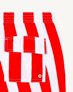 Kleding-JOTT Short De Bain Rayure Rouge Vif/Blanc Dov 3182 Stripe Fire Red/White
