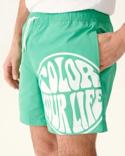 Kleding-JOTT Short De Bain Vert/Funday Blanc Biarritz 2432 Poppy Green /Funday White