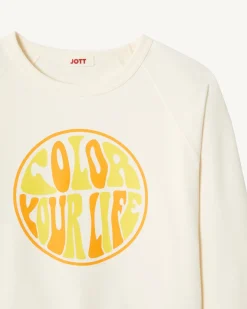 Kleding-JOTT Sweat A Imprime Femme En Coton Biologique Ecru Parati 895 Off-White