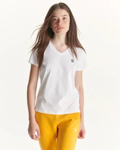 Kleding-JOTT T-Shirt Uni Col V Femme En Coton Biologique Blanc Cancun 901 Blanc