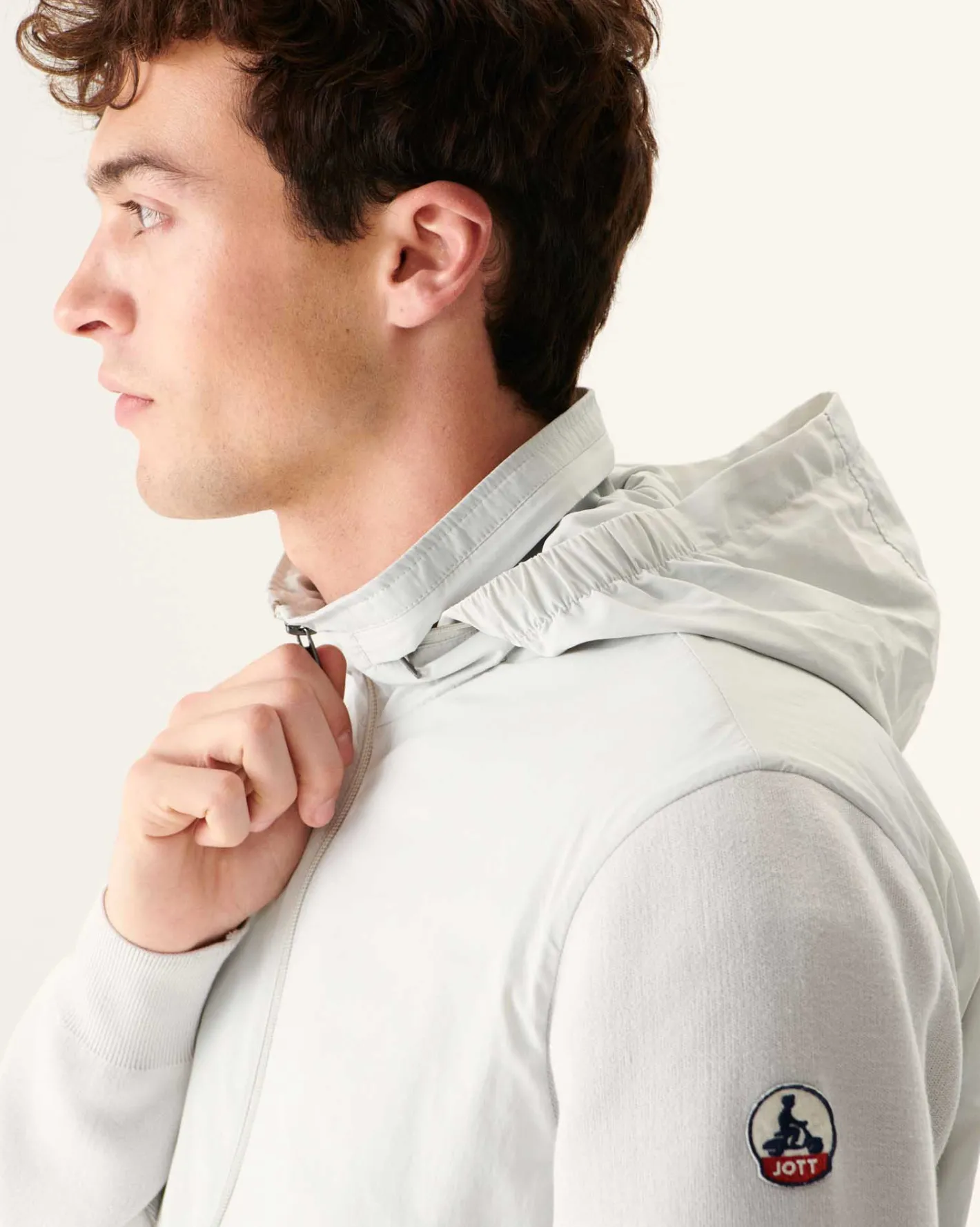 Donzen Jassen & Jacks-JOTT Veste A Capuche Bi-Matiere Gris Clair Bardenas 532 Soft Grey